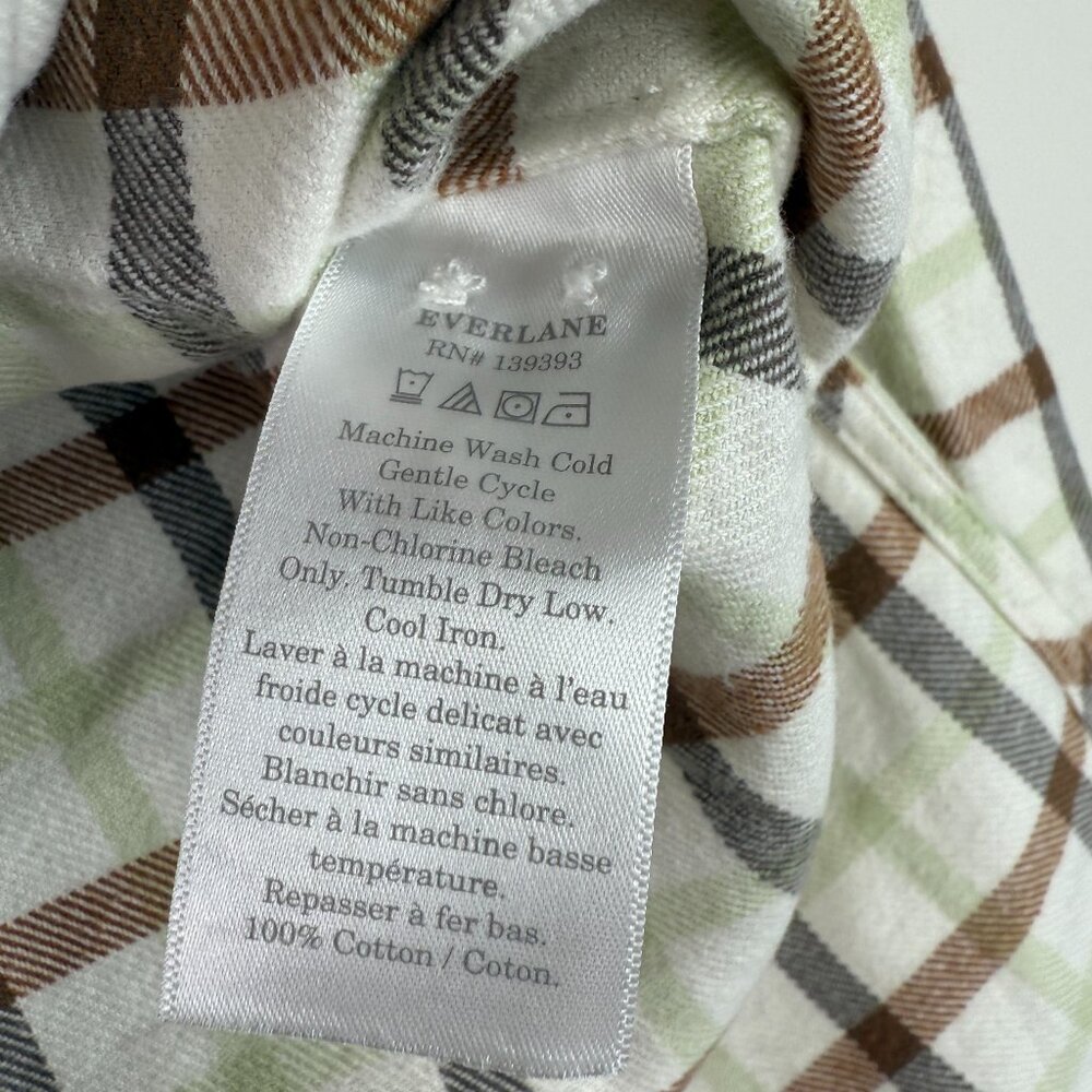 Everlane Boxy Button Front Cotton Flannel Plaid Oversized Long Sleeve Shirt XS - Picture 6 of 7